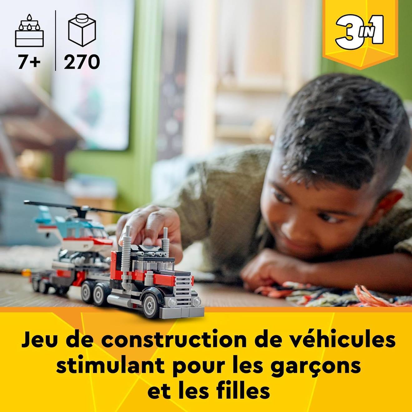 Lego Creator Le Camion Remorque Avec Hélicoptère 31146 Multicolore