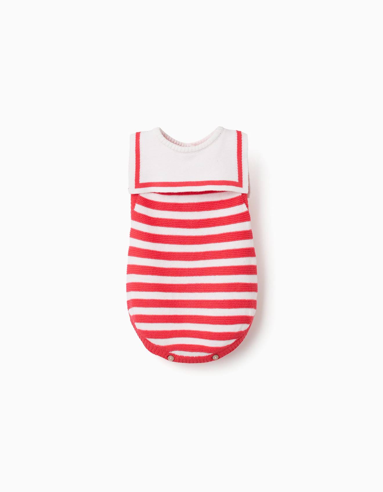 Barboteuse En Maille Rayures Rouge 18$