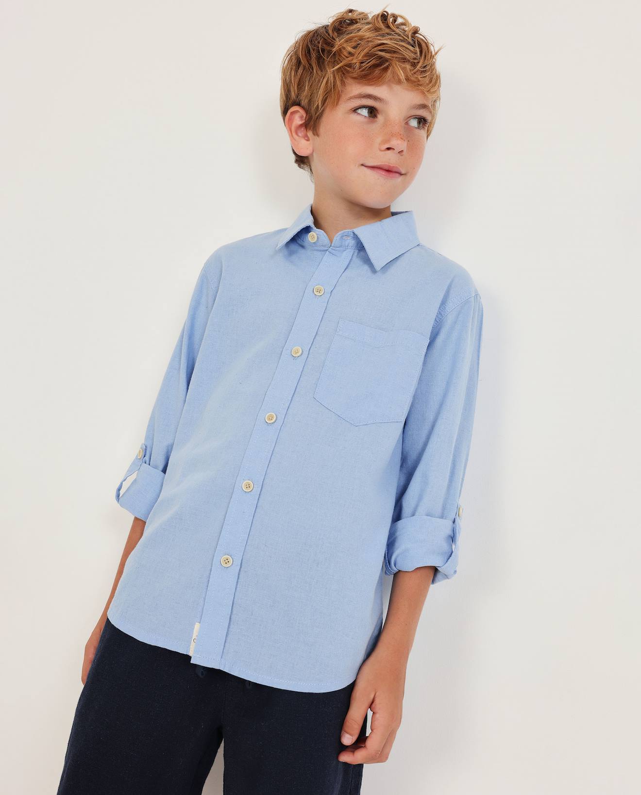 Chemise Garon En Tissu Tiss Avec Manches Pattes De Retroussage Bleu 15 €