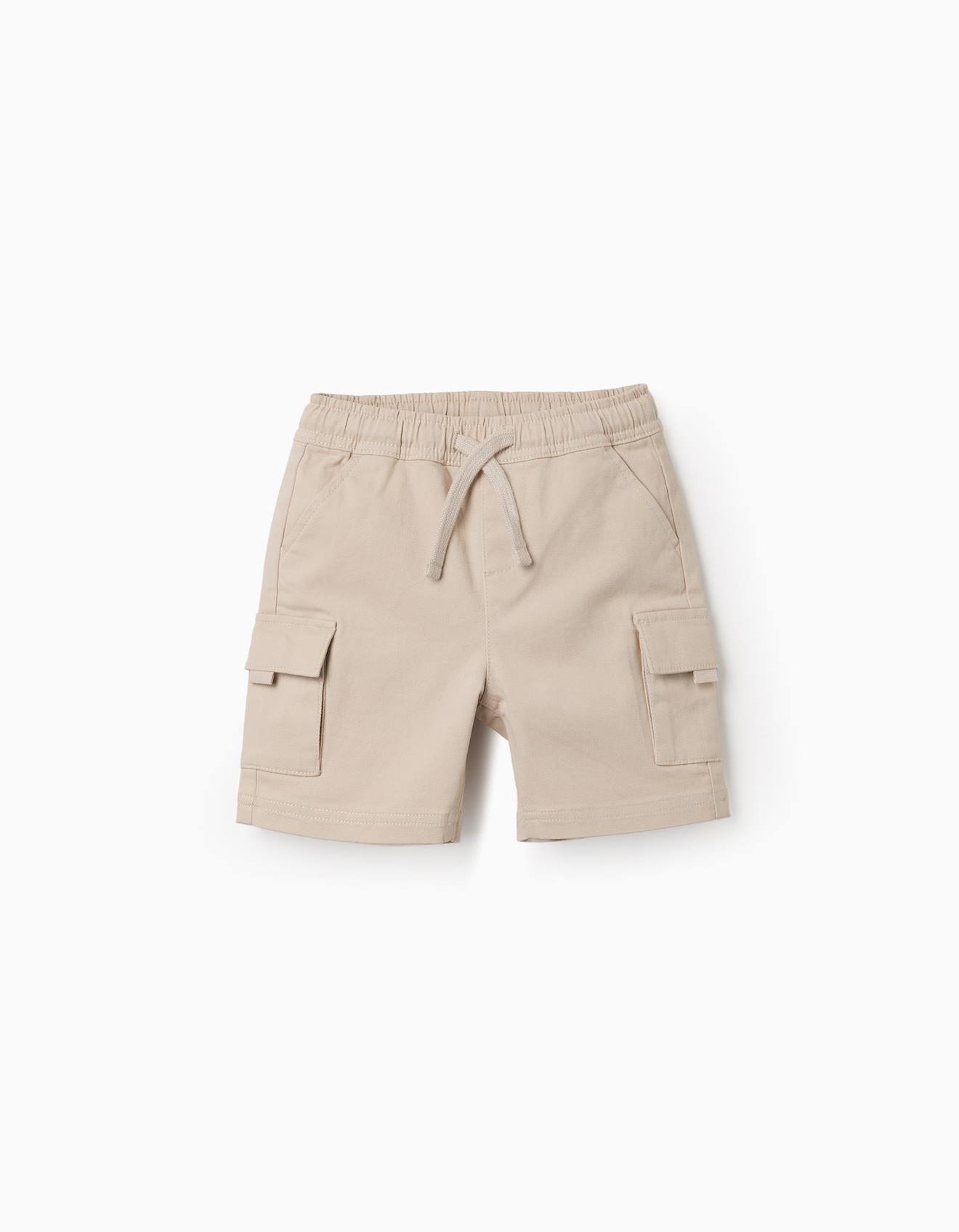 Short Long Cargo En Sergé Avec Cordon De Serrage Beige Clair Short Long Cargo En Sergé Avec Cordon De Serrage Beige Clair