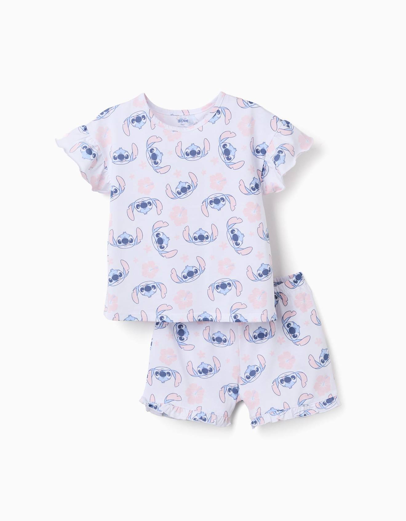 Pyjama En Coton À Manches Courtes Avec Motif Stitch Blanc Pyjama En Coton À Manches Courtes Avec Motif Stitch Blanc