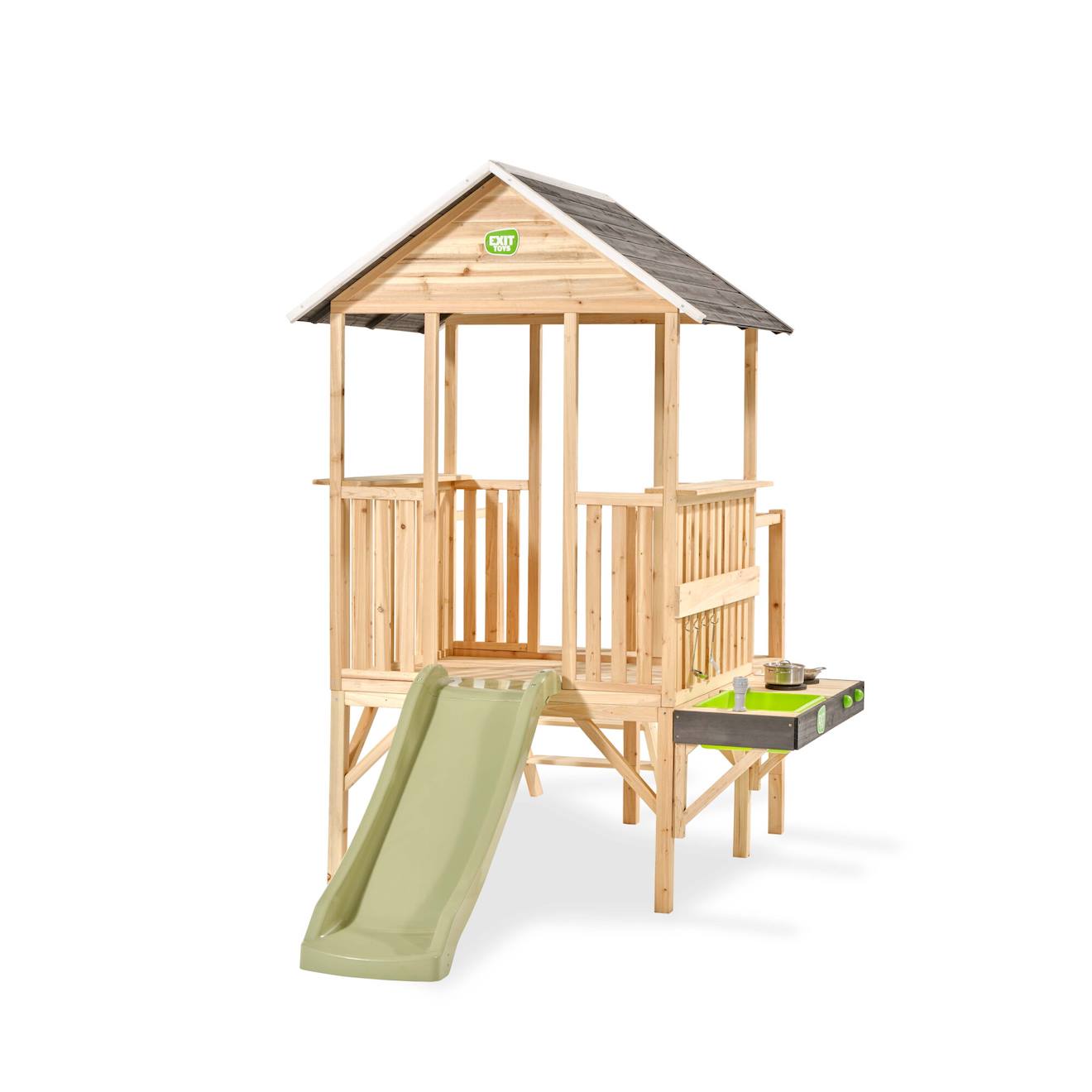 Maisonnette En Bois Fsc Avec Toboggan Panorama 350 Naturel