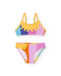 -Bikini pour fille en maille avec bretelles décoratives