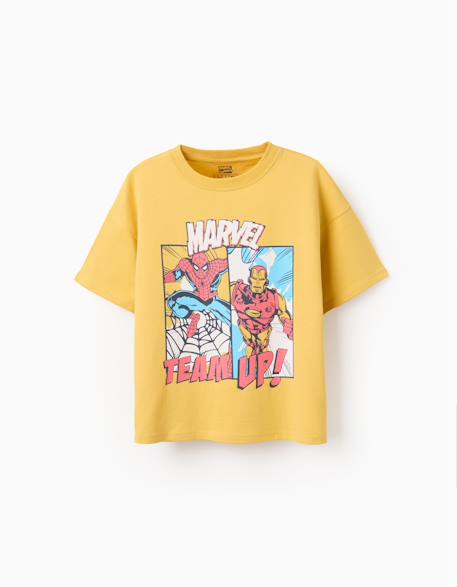 Garçon-T-shirt en coton avec imprimé spider-man et iron-man