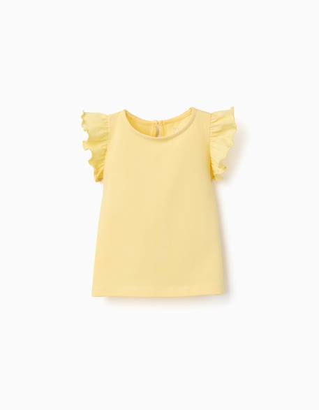 Bébé-T-shirt avec manches à volants et col rond