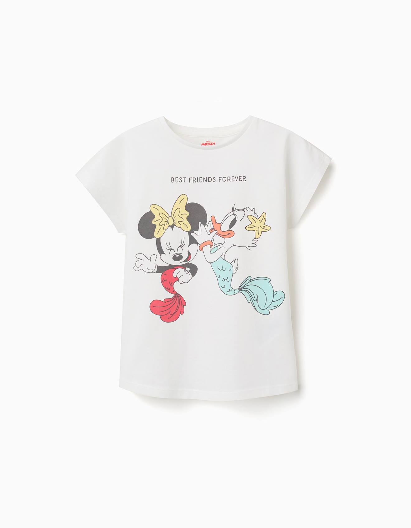 T-shirt En Coton Avec Imprim Minnie Et Daisy Blanc 12 €