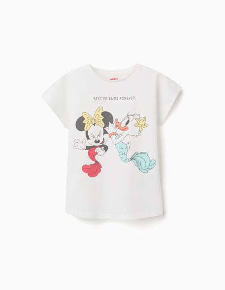 Fille-T-shirt, sous-pull-T-shirt-T-shirt en coton avec imprimé minnie et daisy