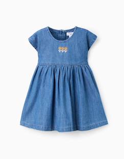 Bébé-Robe, jupe-Robe en jean à manches courtes avec fleurs brodées