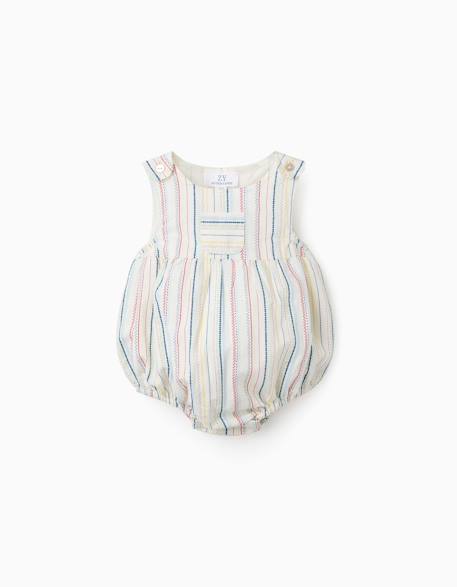 Bébé-Barboteuse en coton à rayures ethniques b&s