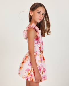 -Chemise fille en tissu tissé avec volants latéraux