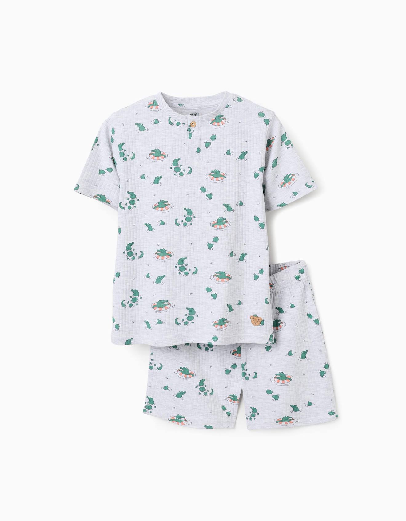 Pyjama Court En Coton Ctel Avec Motif Alligator Gris Clair 17 €
