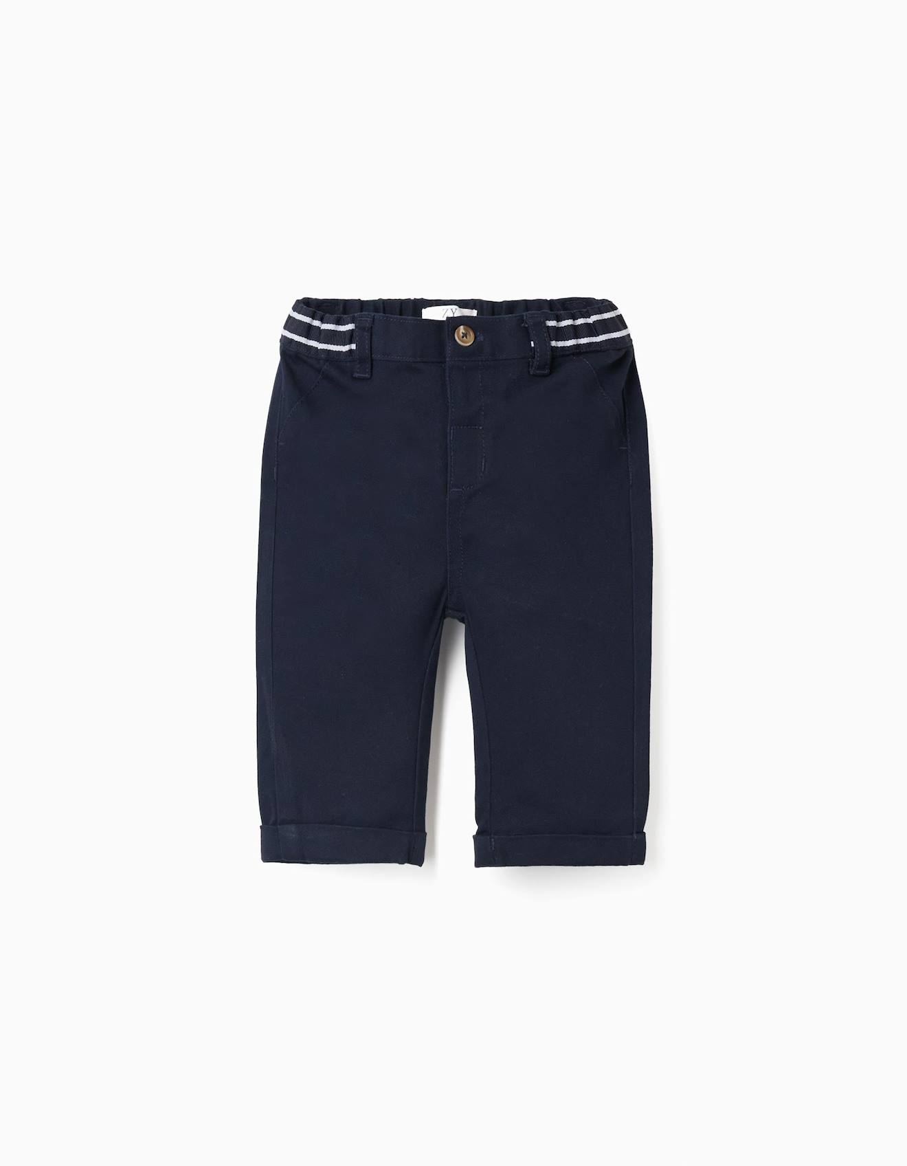Pantalon Chino En Serg Avec Bande Rayures Bleu Fonc 12 €