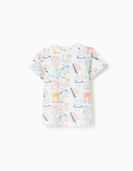 Bébé-T-shirt, sous-pull-T-shirt-T-shirt en coton avec motif éléphant et tigre