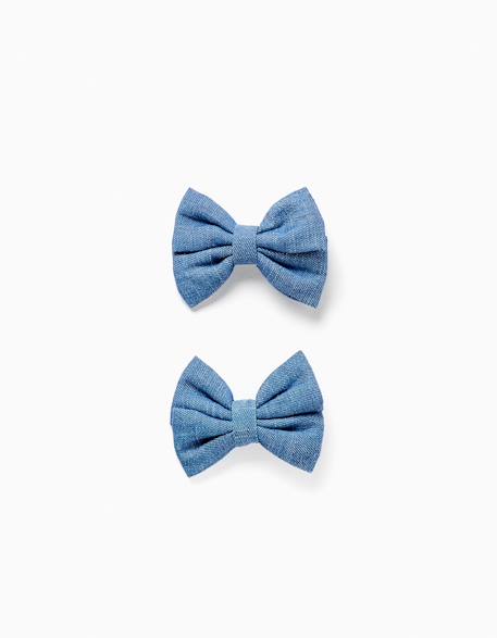 Fille-Lot de 2 pinces à cheveux avec nœuds en jean