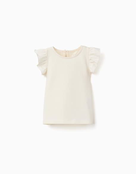 Bébé-T-shirt avec manches à volants et col rond
