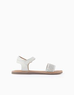 Chaussures-Chaussures fille 23-38-Sandales en cuir avec bride en mosaïque découpée au laser