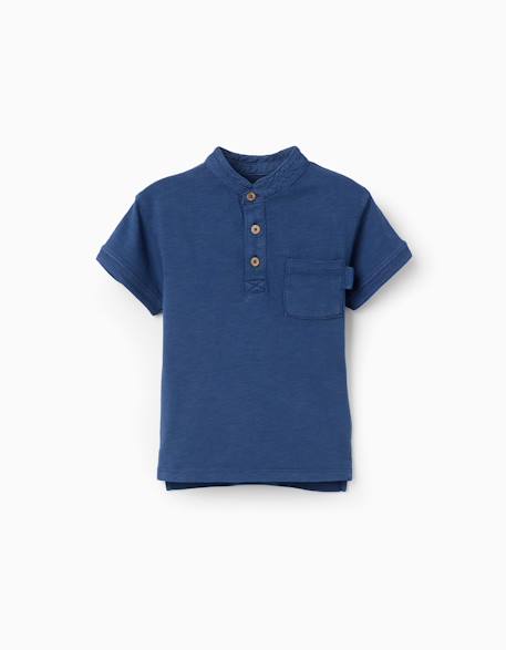 Bébé-T-shirt en coton avec col mao et poche