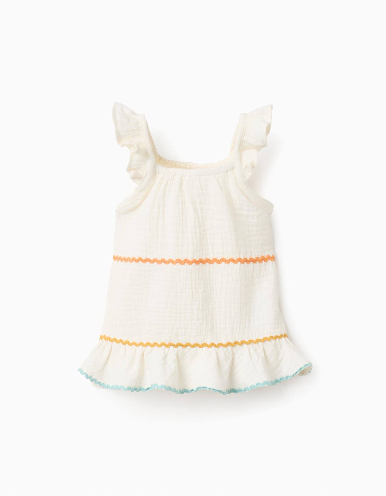 Blouse Sans Manches En Coton Avec Volants Beige Clair 17$