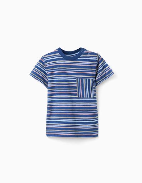 Bébé-T-shirt en coton à rayures et poche poitrine
