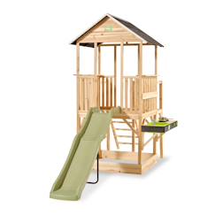 Maisonnette bois fsc toboggan cuisine bac sable panorama 550  - vertbaudet enfant