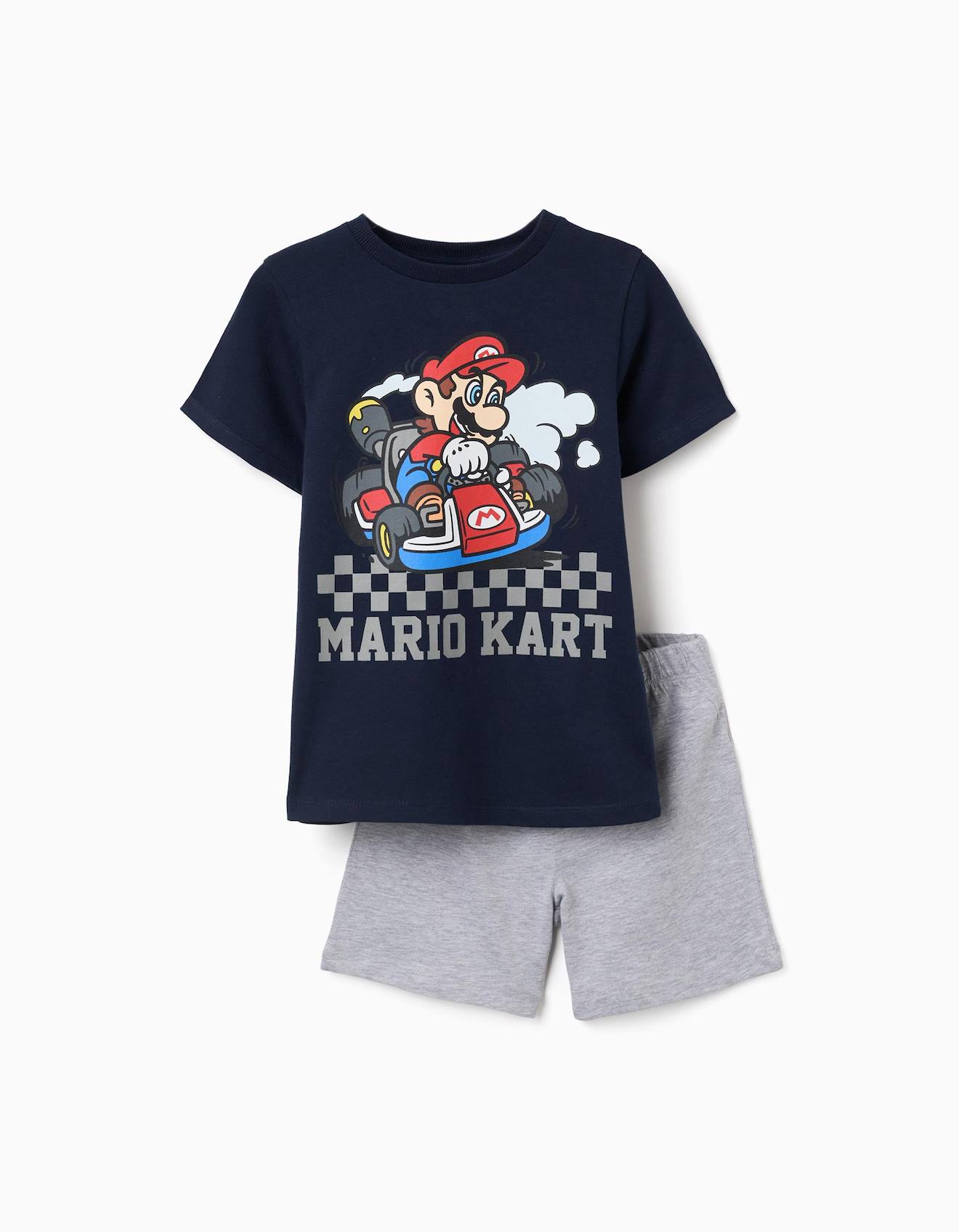Pyjama En Coton À Manches Courtes Avec Imprimé Mario Kart Bleu