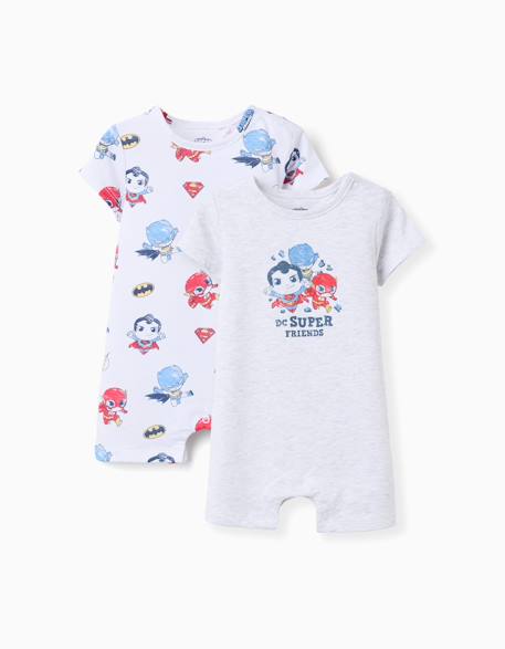Bébé-Salopette, combinaison-2 barboteuses en coton avec super friends