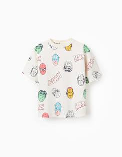 Garçon-T-shirt, polo, sous-pull-T-shirt en coton avec motif marvel heroes