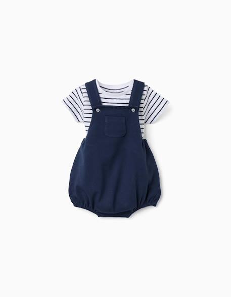 Bébé-Ensemble-Ensemble body à rayures + barboteuse en piqué