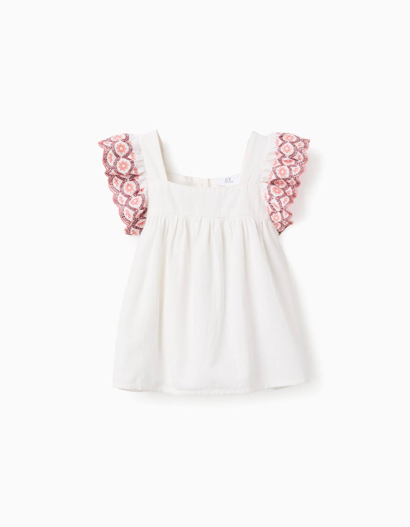Blouse Sans Manches En Lin Et Coton Volants Beige Clair 18 €