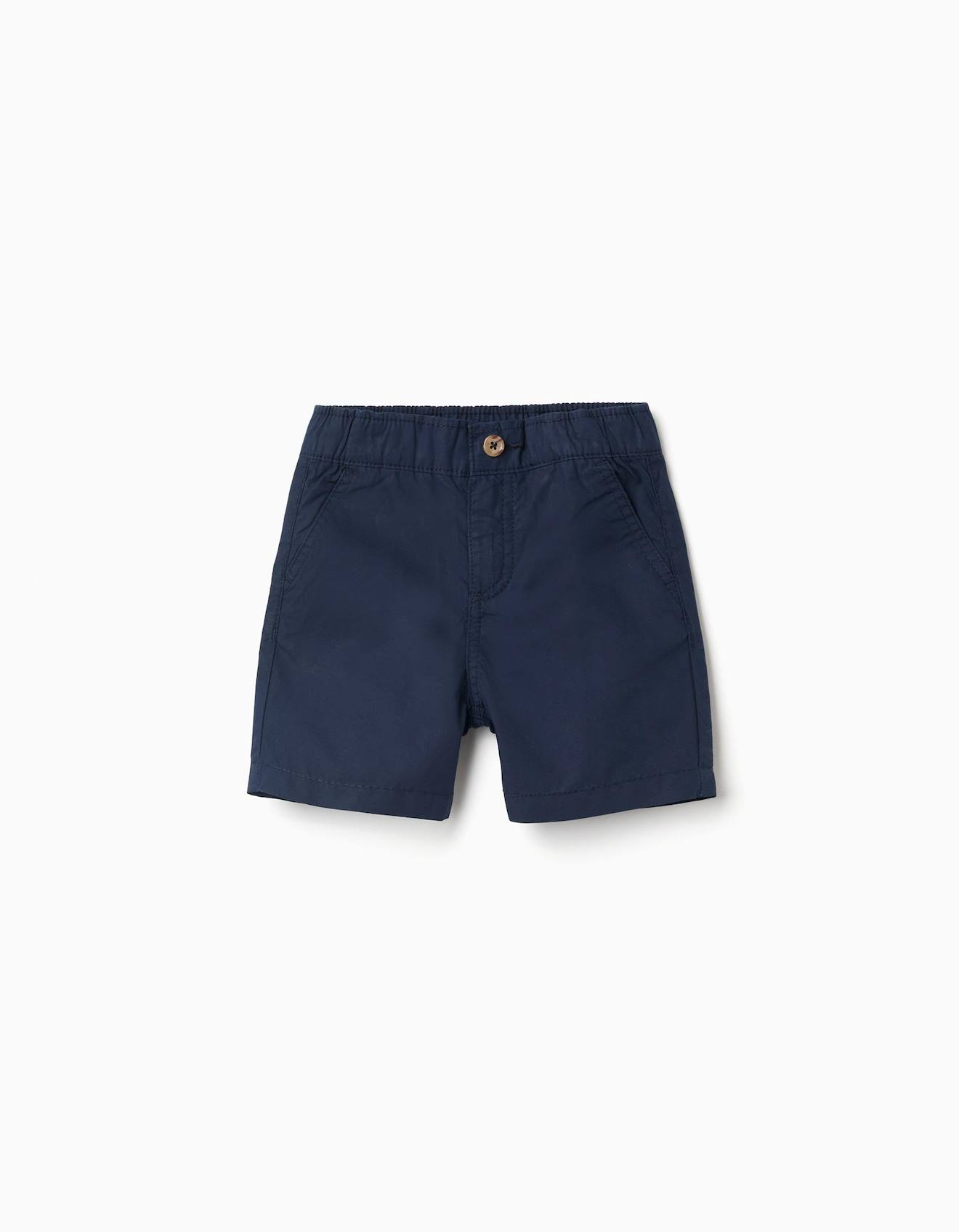 Short Chino Midi En Popeline Bleu Fonc 12 €
