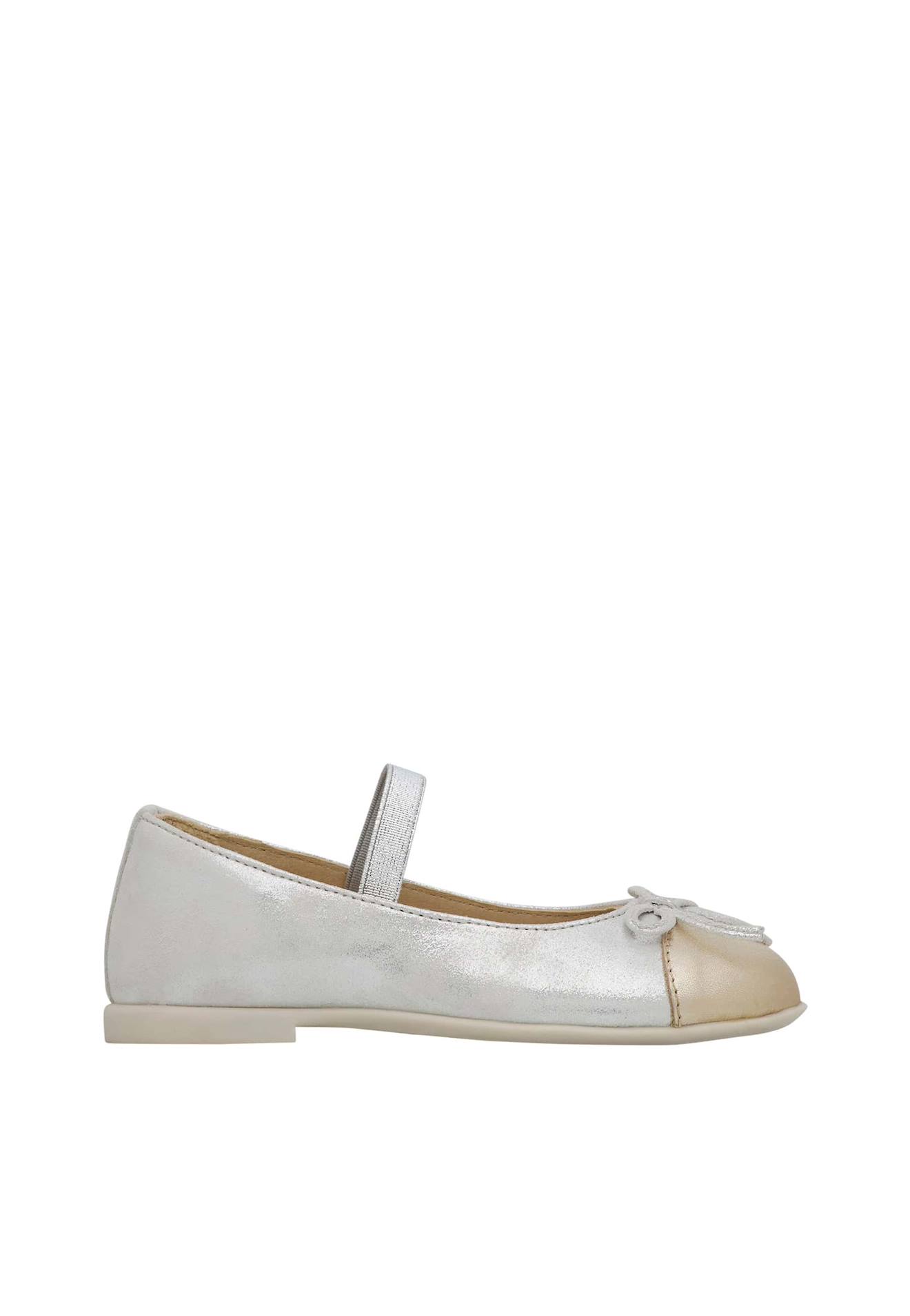 Ballerines En Cuir Laminé Croise' Tip Argent