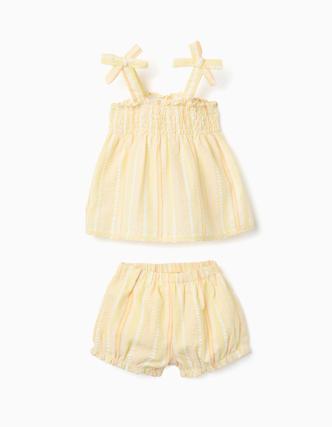 Ensemble Blouse Et Short En Coton Rayures Jaune Clair 26 €