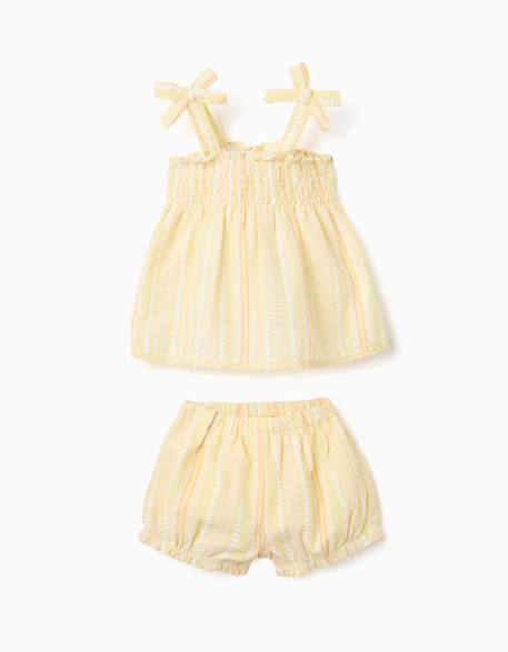 Bébé-Ensemble blouse et short en coton à rayures