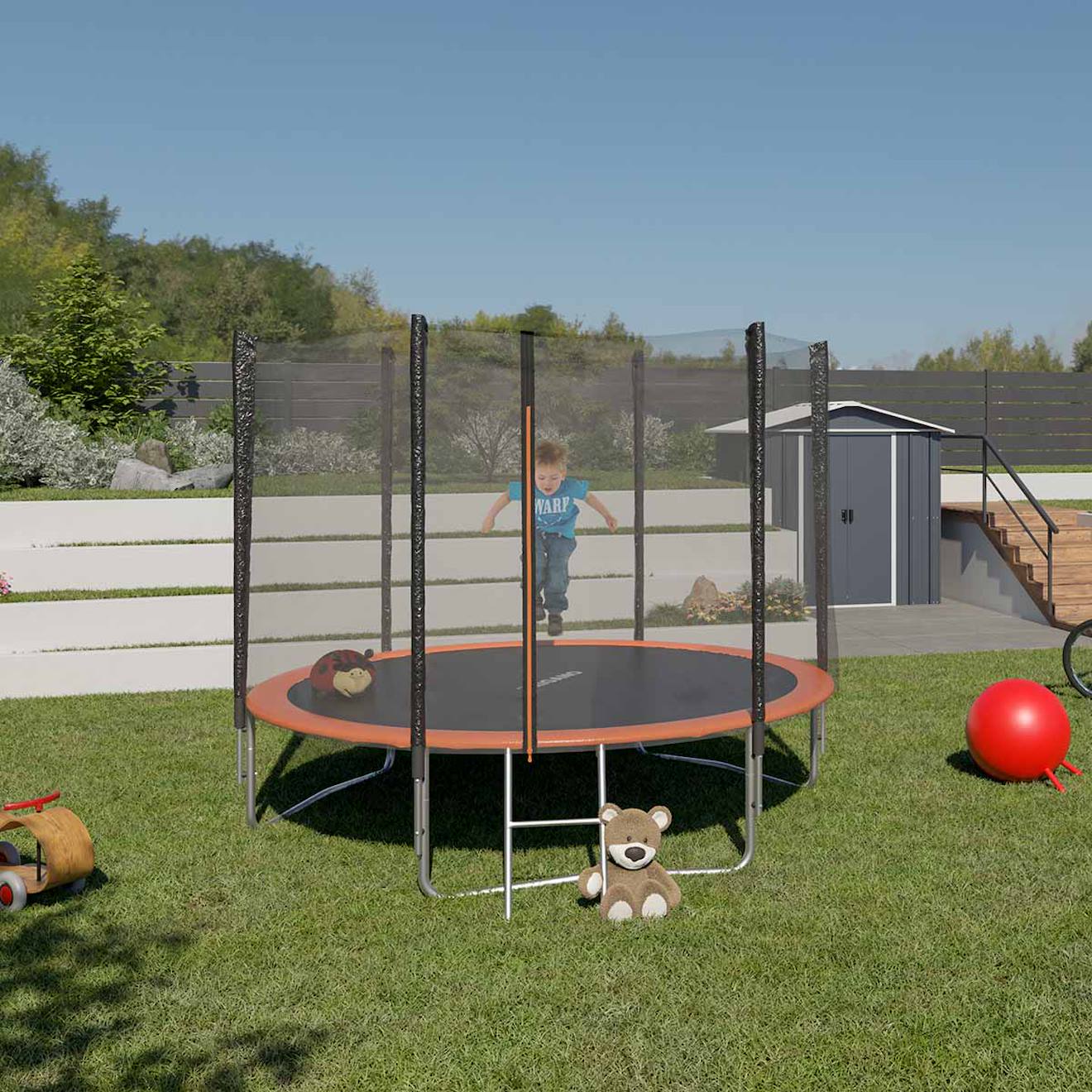 Trampoline Ø 2,44 M Avec Filet De Sécurité Et Échelle Pour Enfants Noir