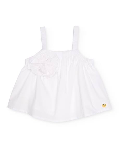 Fille-Blouse pour fille en toile avec appliqué fleur