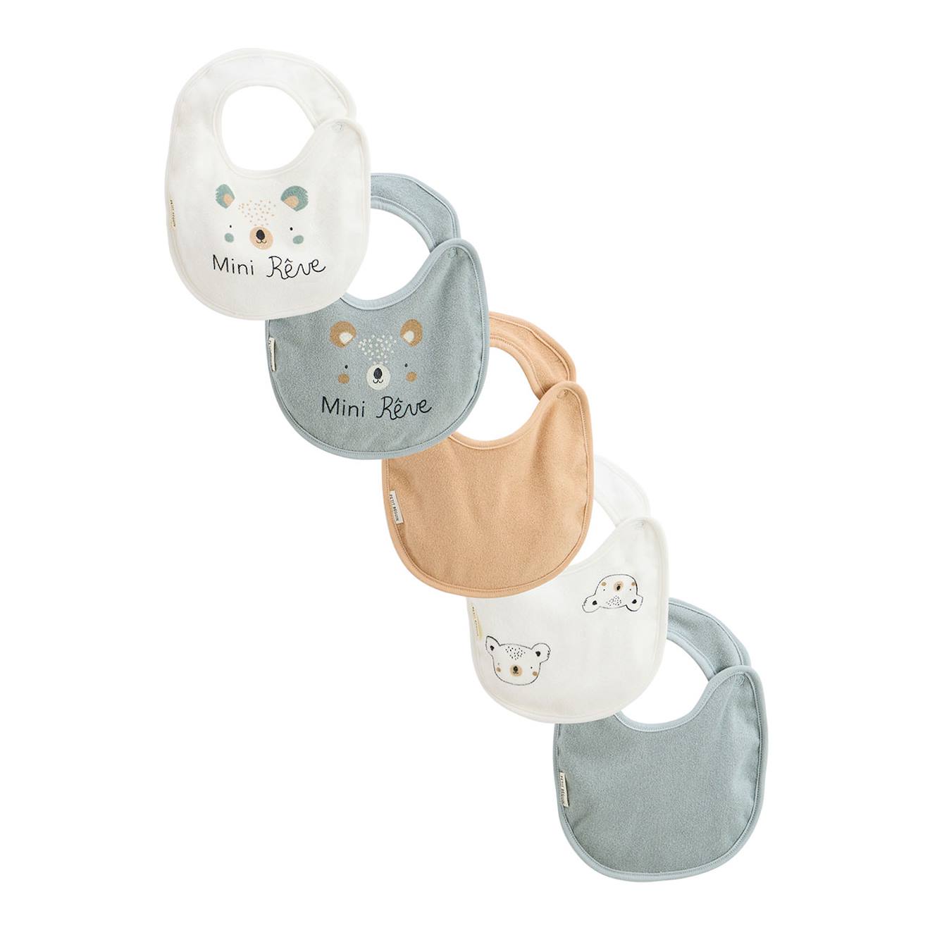 Lot De 5 Bavoirs Bébé Mini Rêve Vert (Petit Beguin) - Image 1