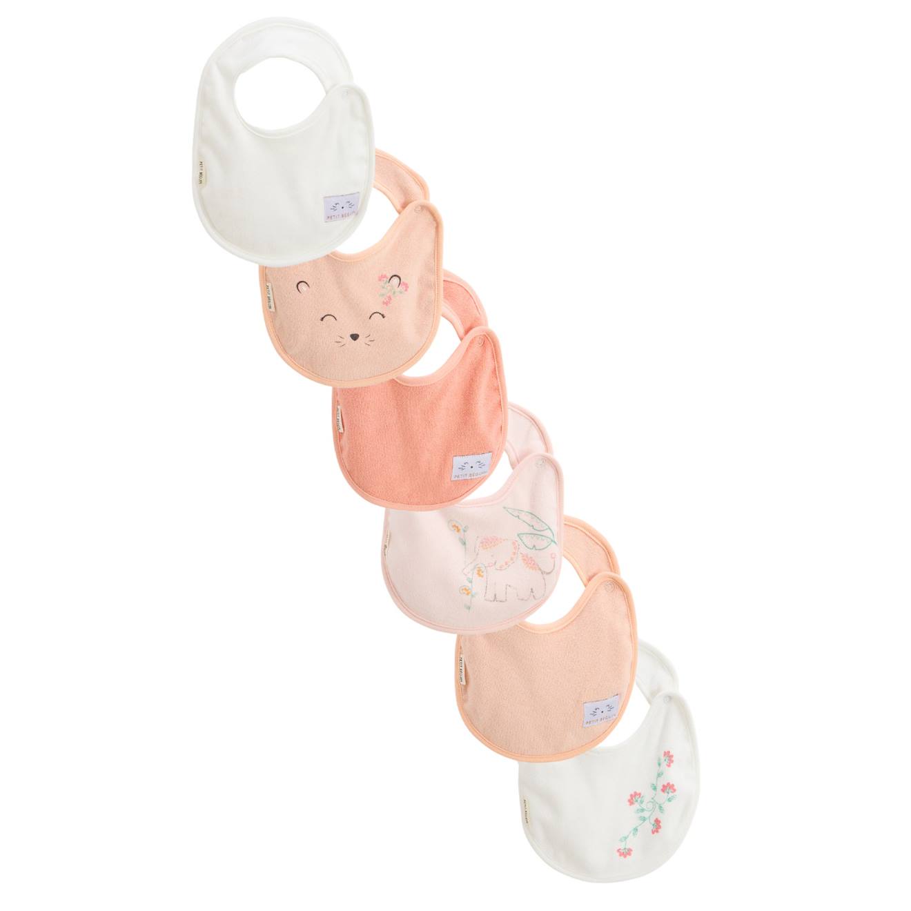 Lot De 6 Bavoirs Bébé Badian Rose (Petit Beguin) - Image 1