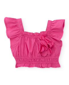 Top pour fille en toile avec application de fleurs  - vertbaudet enfant