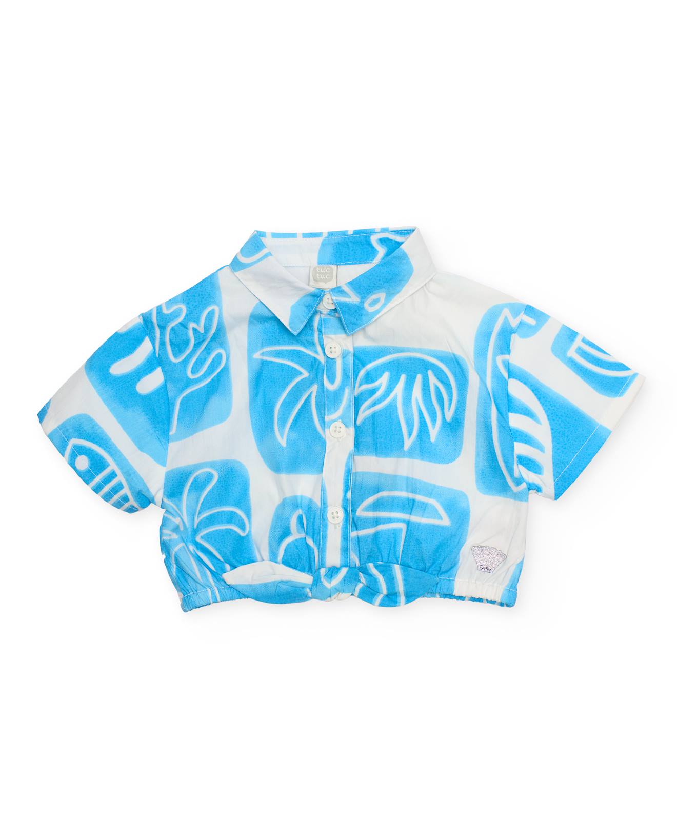 Chemise Pour Fille En Toile Avec Bas Élastiqué Blanc