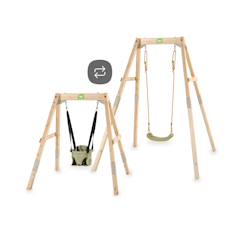 Jouet-Jeux de plein air-Aires de jeux-Balançoire évolutive en bois enfant avec siège bébé pour grandir et jouer en extérieur