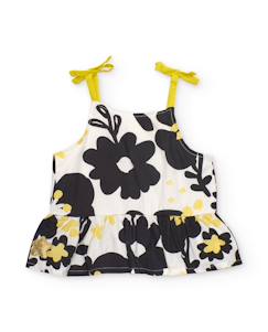 -Top pour fille en tissu avec volant en bas