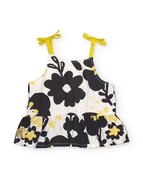 Fille-Chemise, blouse, tunique-Top pour fille en tissu avec volant en bas