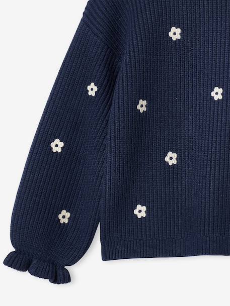 Pull fille manches longues col rond écru+marine+rose 6 - vertbaudet enfant 