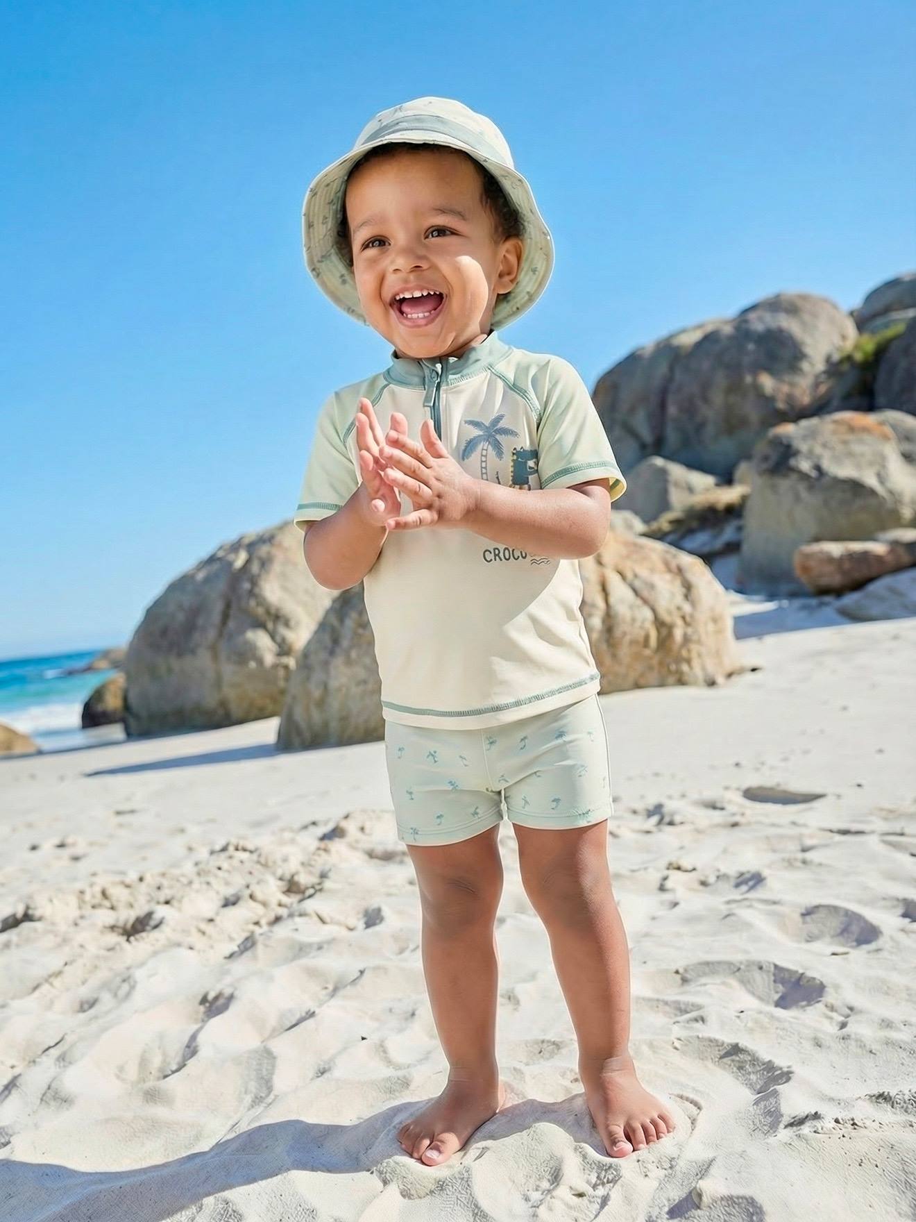 Ensemble de bain t-shirt anti-UV short bob bébé