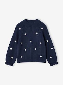 -Pull fille manches longues col rond