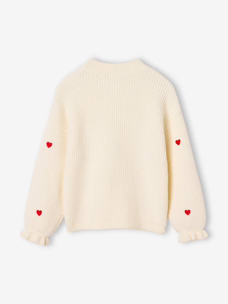 Pull fille manches longues col rond écru+marine+rose 2 - vertbaudet enfant 