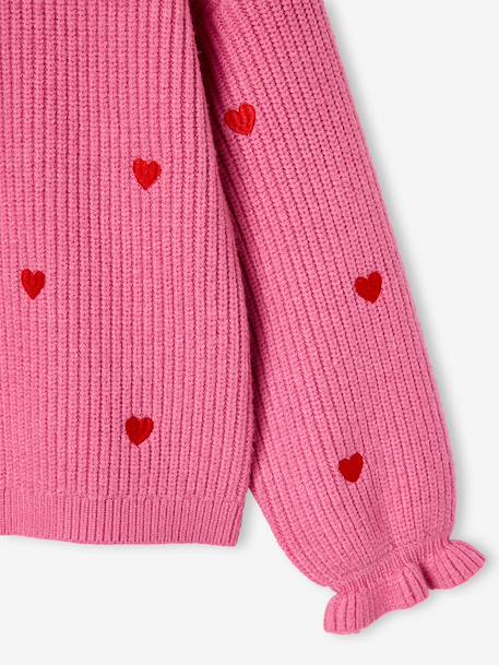 Pull fille manches longues col rond écru+marine+rose 12 - vertbaudet enfant 