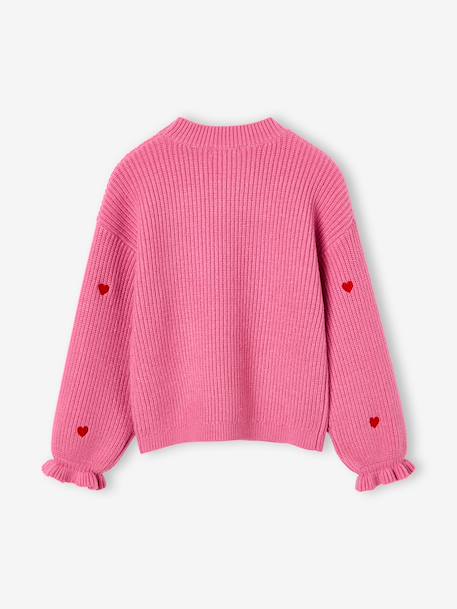 Pull fille manches longues col rond écru+marine+rose 11 - vertbaudet enfant 