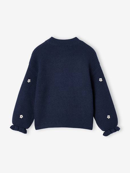 Pull fille manches longues col rond écru+marine+rose 5 - vertbaudet enfant 