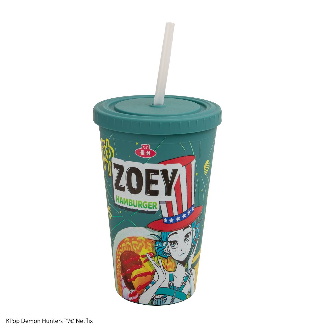 Gobelet Enfant Paille Réutilisable - Zoey Hamburger - Kpop Demon Hunters Vert